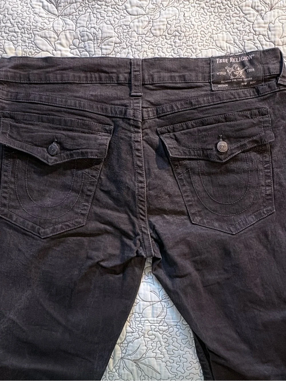 True Religion Ricky Made in USA Relaxed Straight Jeans Black Wash Denim Sz 40🧡